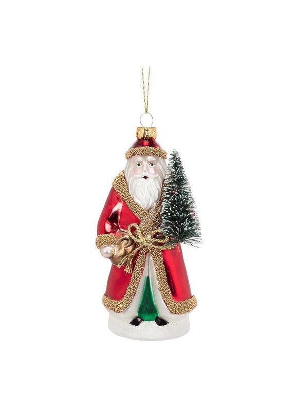 Abbott Collection Father Christmas Glass Ornament