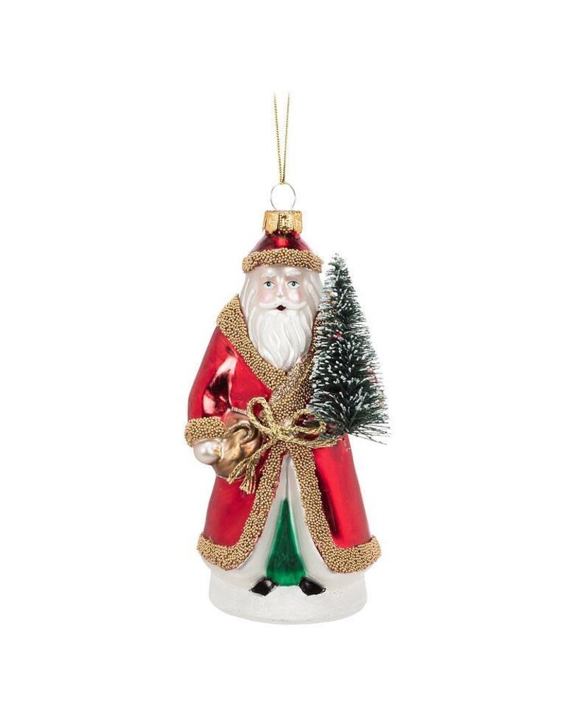 Abbott Collection Father Christmas Glass Ornament