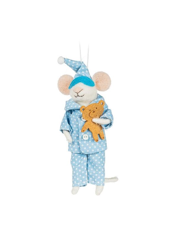 Abbott Collection Pajama Mouse with Teddy Ornament