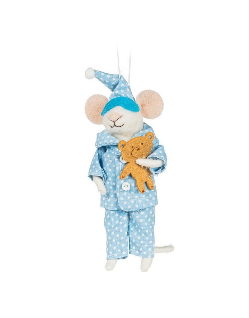 Abbott Collection Pajama Mouse with Teddy Ornament