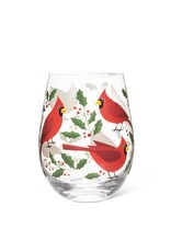Abbott Collection Cardinals & Holly Stemless Wine Glass