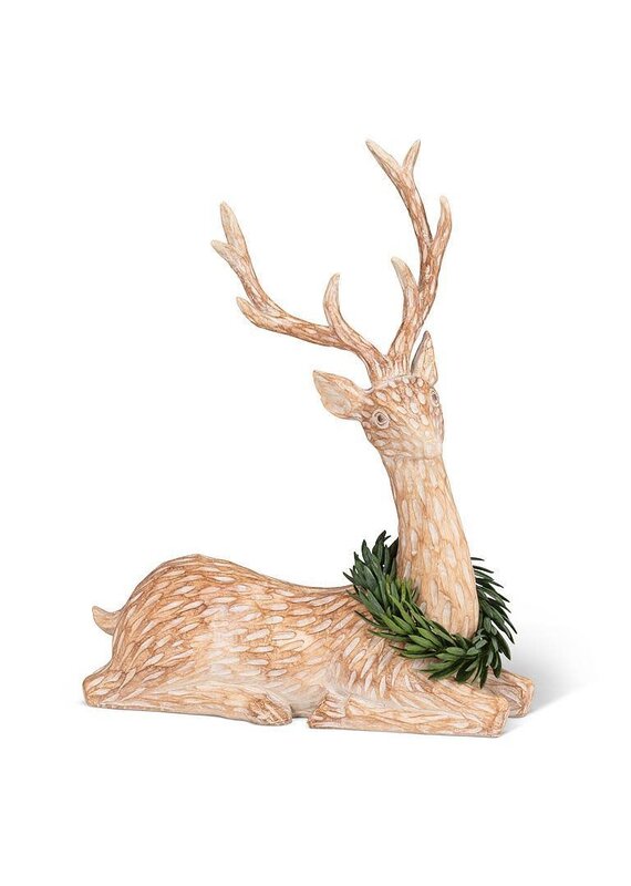 Abbott Collection Resting Deer with Wreath