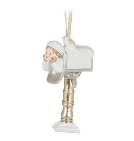 Abbott Collection Cherub Mailbox Glittery Ornament