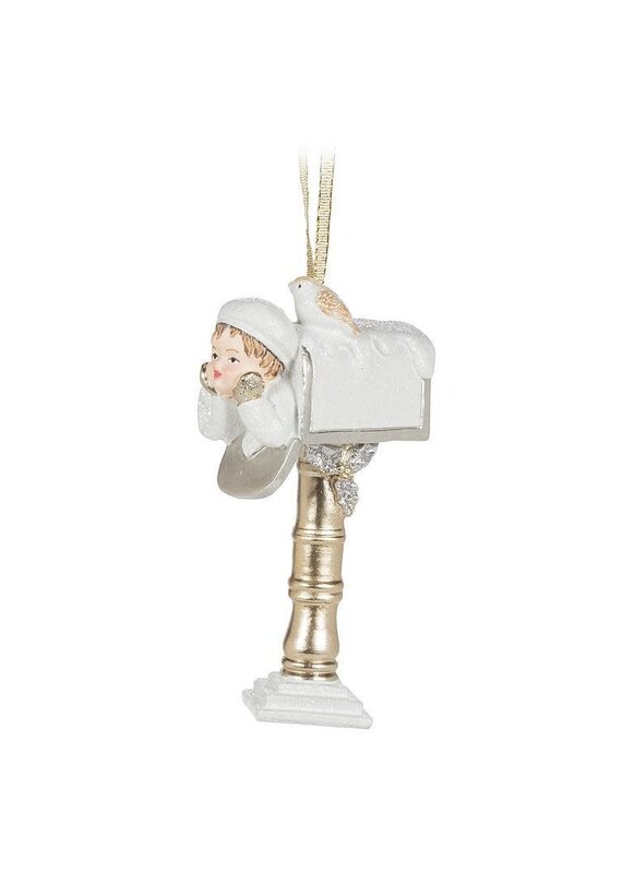 Abbott Collection Cherub Mailbox Glittery Ornament