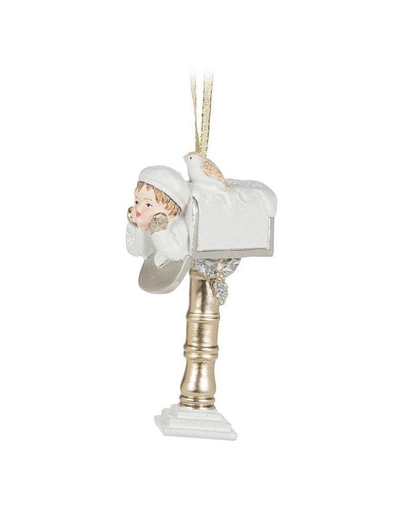Abbott Collection Cherub Mailbox Glittery Ornament