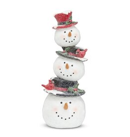 Abbott Collection Stacked Snowmen with Cardinals