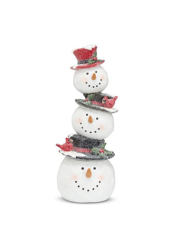 Abbott Collection Stacked Snowmen with Cardinals