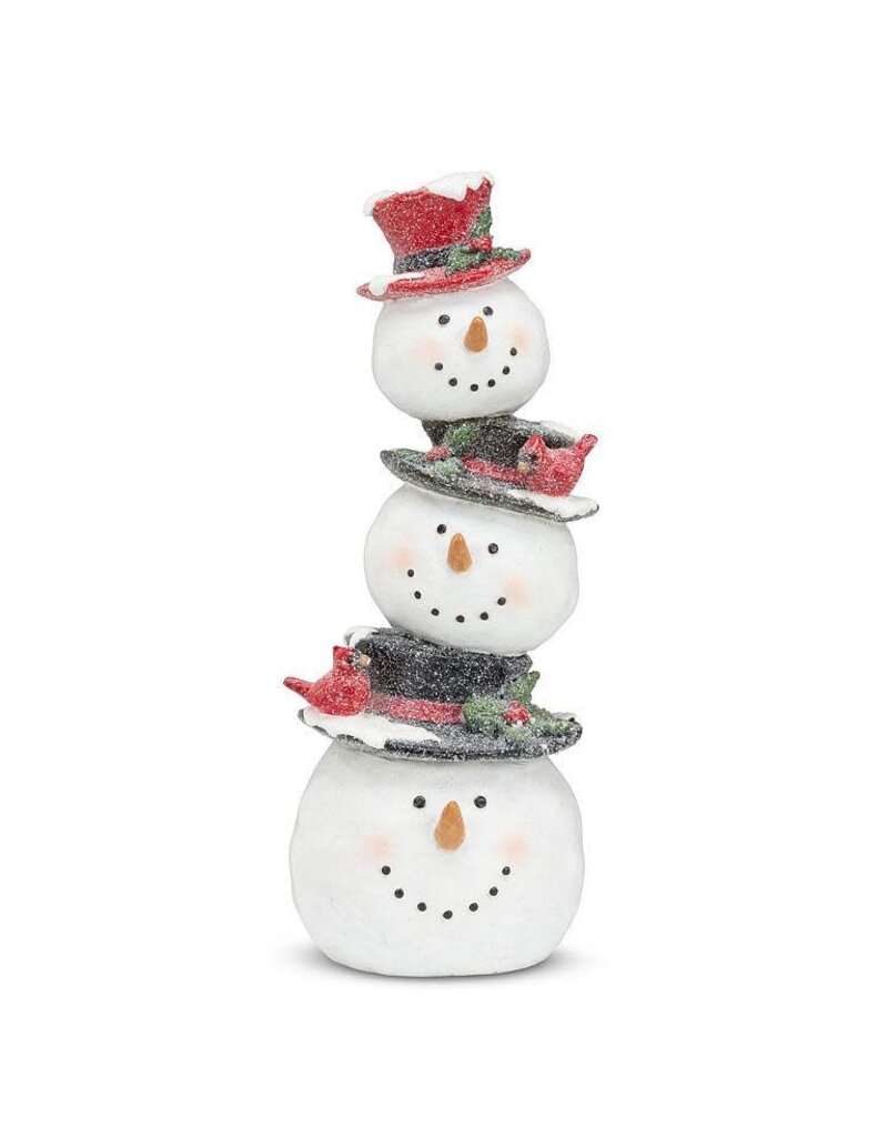 Abbott Collection Stacked Snowmen with Cardinals