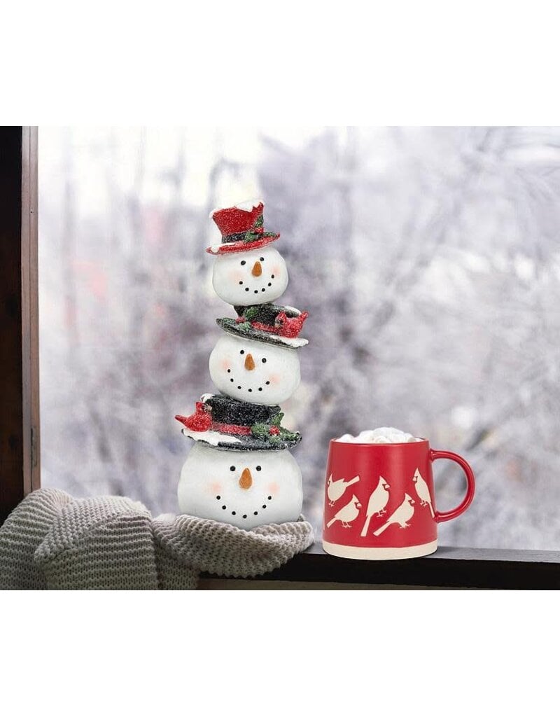 Abbott Collection Stacked Snowmen with Cardinals
