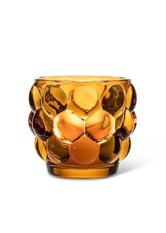 Abbott Collection Small Amber Bubble Votive Glass