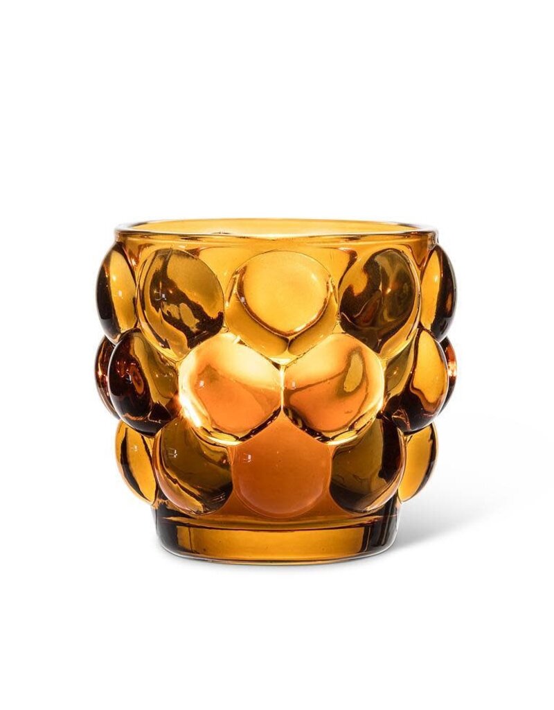 Abbott Collection Small Amber Bubble Votive Glass