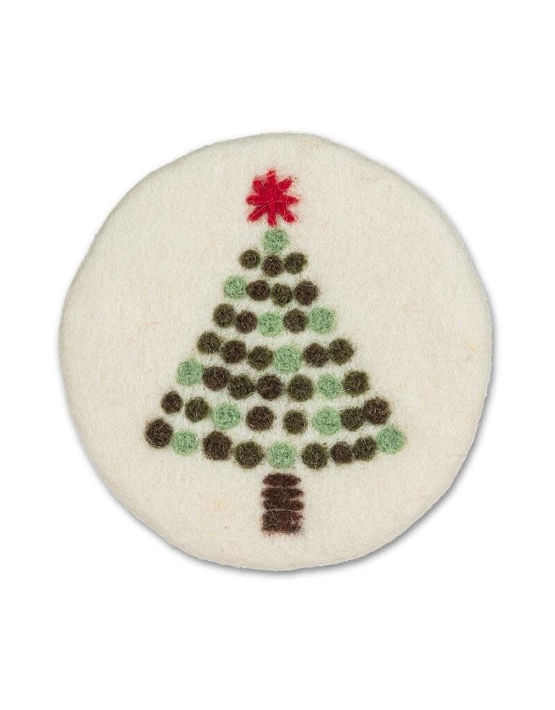 Abbott Collection Festive Tree Felted Wool Coaster