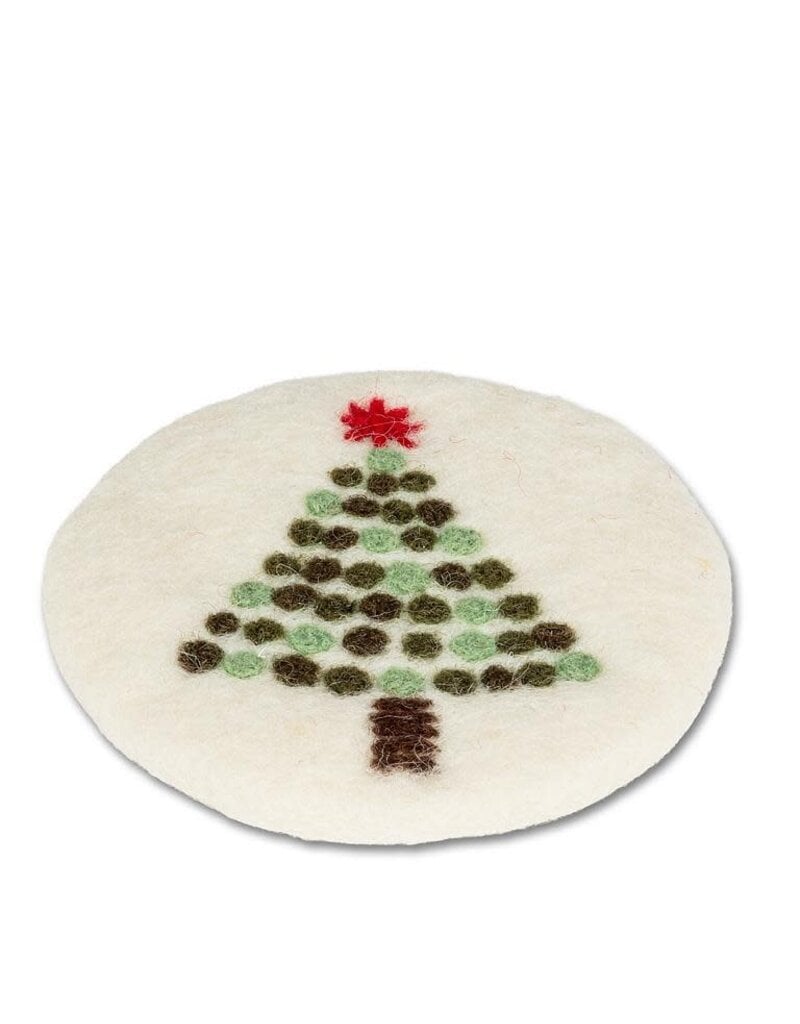Abbott Collection Festive Tree Felted Wool Coaster