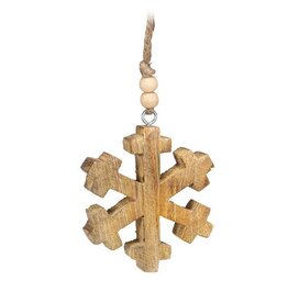 Abbott Collection Mango Wood Snowflake Ornament