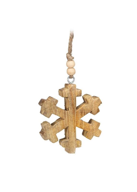 Abbott Collection Mango Wood Snowflake Ornament