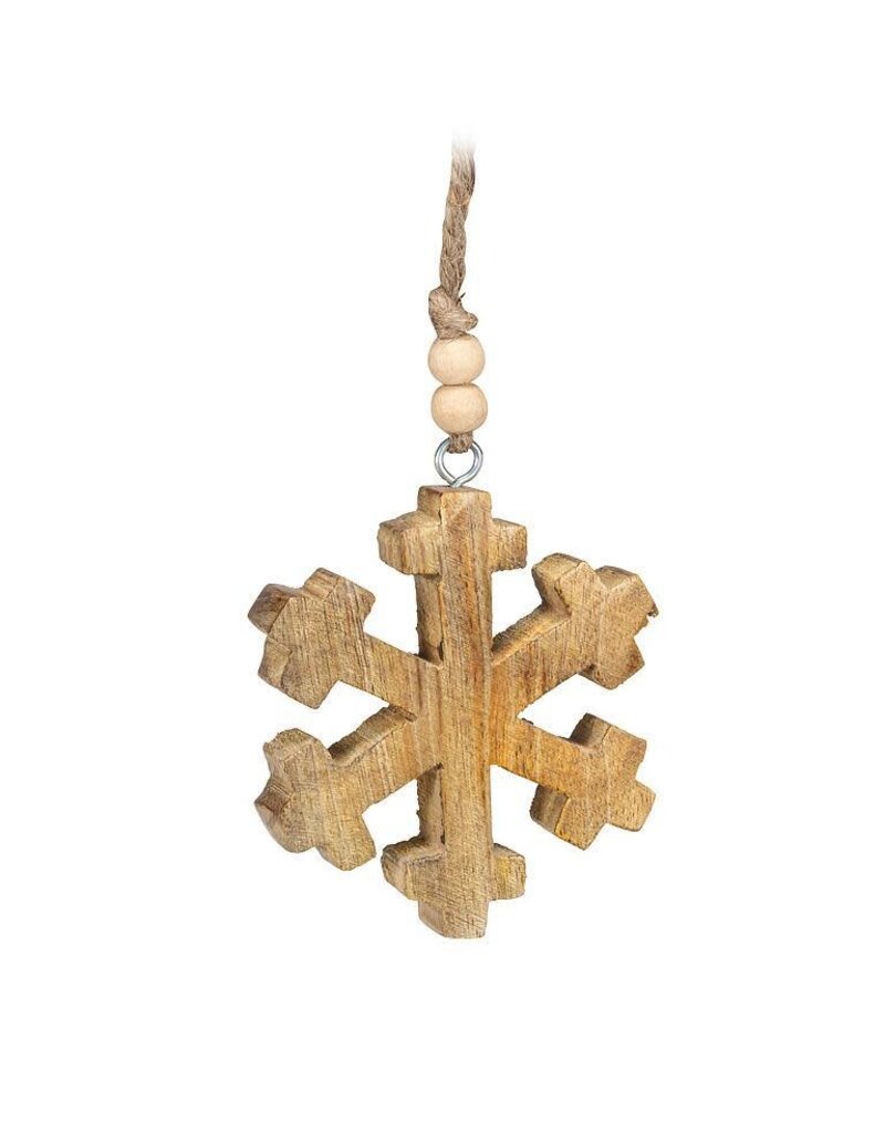 Abbott Collection Mango Wood Snowflake Ornament
