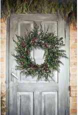 Abbott Collection Faux Eucalyptus Wreath with Berries