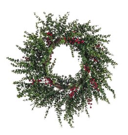 Abbott Collection Faux Eucalyptus Wreath with Berries