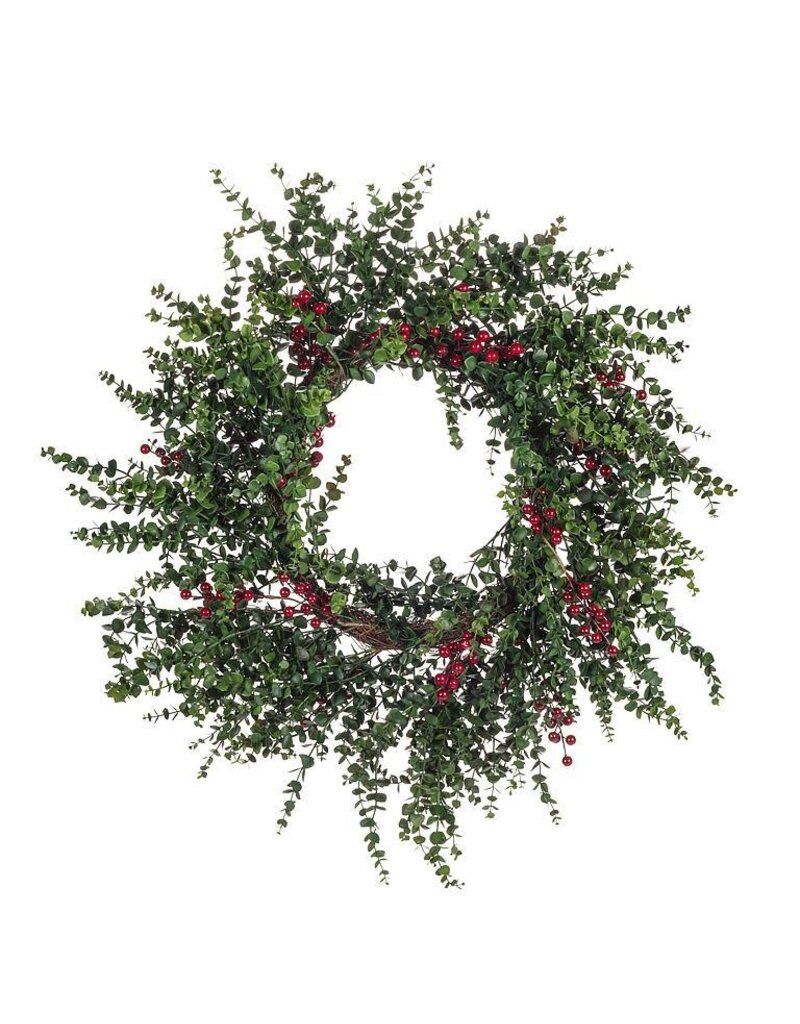 Abbott Collection Faux Eucalyptus Wreath with Berries