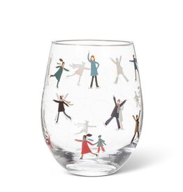 Abbott Collection Ice Skaters Stemless Wine Glass