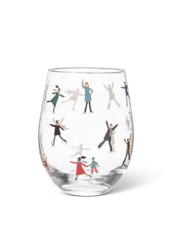 Abbott Collection Ice Skaters Stemless Wine Glass