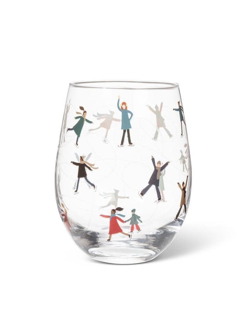 Abbott Collection Ice Skaters Stemless Wine Glass