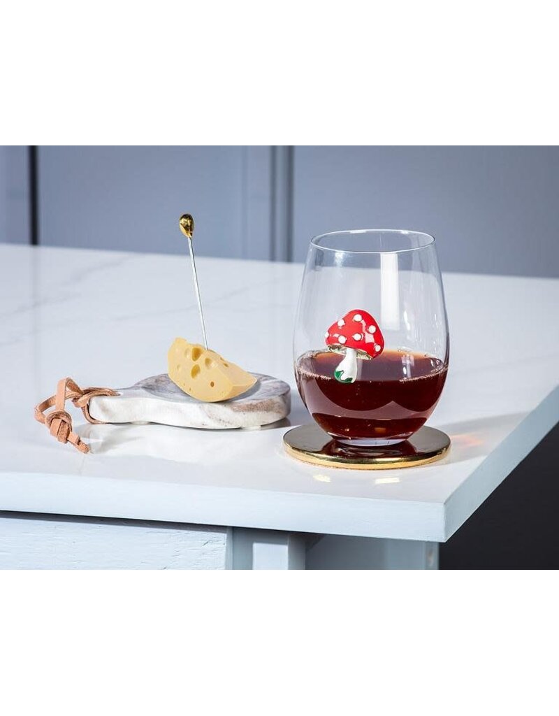 Abbott Collection Stemless Wine Glass with Mushroom Adornment