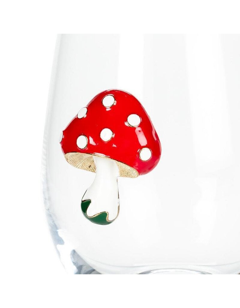 Abbott Collection Stemless Wine Glass with Mushroom Adornment