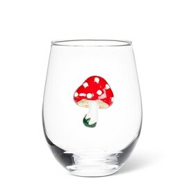 Abbott Collection Stemless Wine Glass with Mushroom Adornment