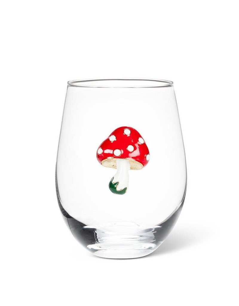 Abbott Collection Stemless Wine Glass with Mushroom Adornment