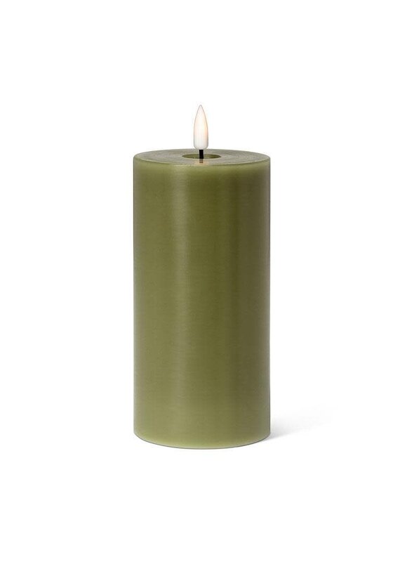 Abbott Collection Flameless LED Pillar Candle | 3"x6" Moss Green