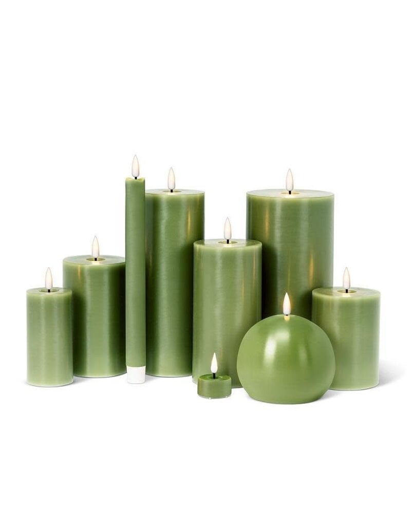 Abbott Collection Flameless LED Pillar Candle | 3"x6" Moss Green
