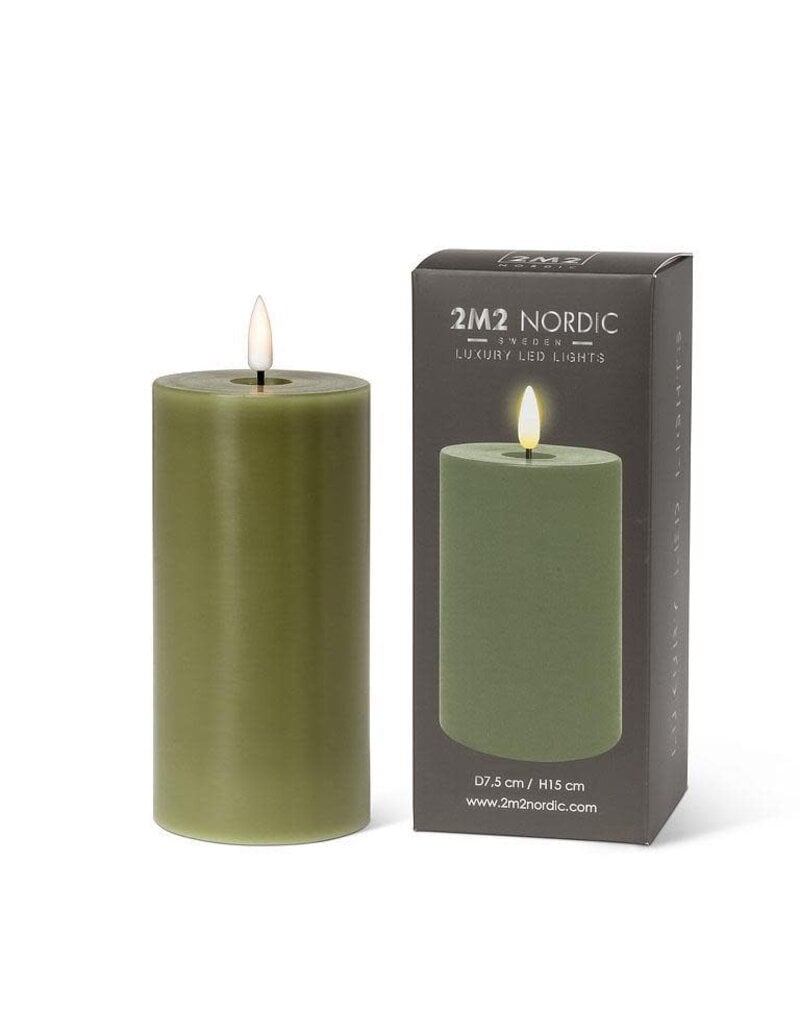 Abbott Collection Flameless LED Pillar Candle | 3"x6" Moss Green