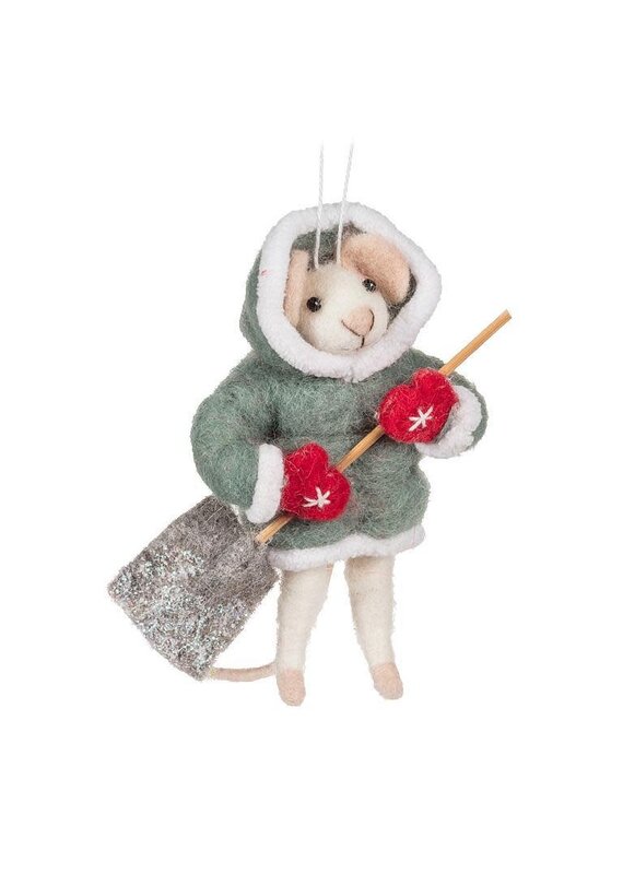 Abbott Collection Winter Mouse with Red Mittens & Shovel