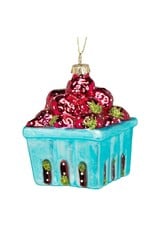 Abbott Collection Strawberry Basket Glass Ornament