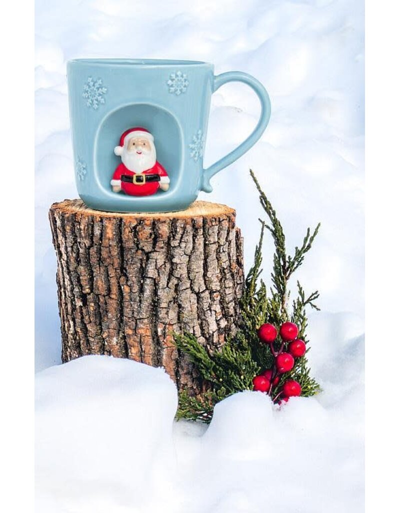 Abbott Collection Embossed Snowflake Mug with Santa