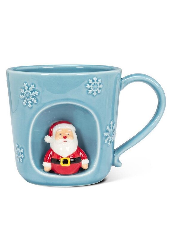 Abbott Collection Embossed Snowflake Mug with Santa