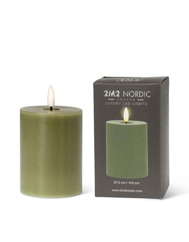 Abbott Collection Flameless LED Pillar Candle | 3"x4" Moss