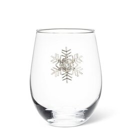 Abbott Collection Stemless Wine Glass with Jewelled Snowflake