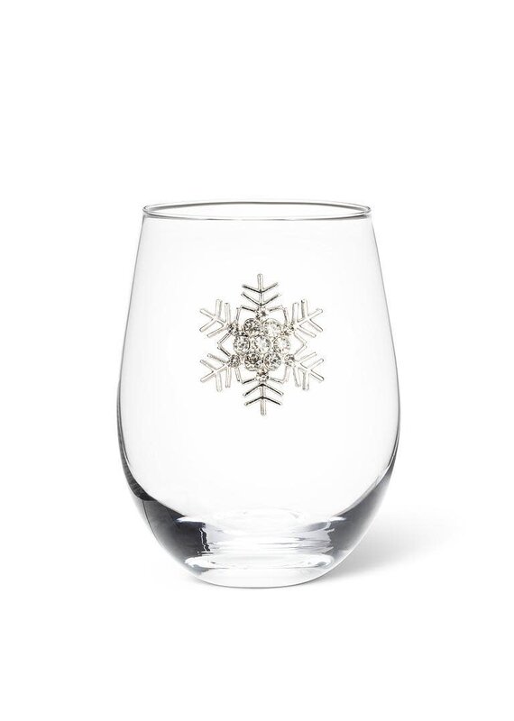 Abbott Collection Stemless Wine Glass with Jewelled Snowflake