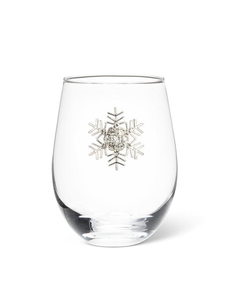 Abbott Collection Stemless Wine Glass with Jewelled Snowflake