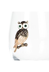 Abbott Collection Stemless Wine Glass with Jewel Owl