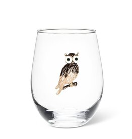 Abbott Collection Stemless Wine Glass with Jewel Owl