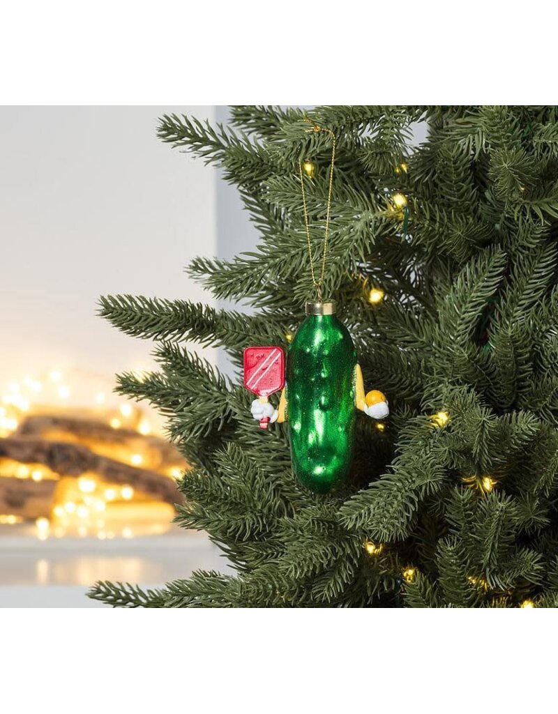 Abbott Collection Pickle Pickleball Glass Ornament