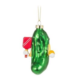 Abbott Collection Pickle Pickleball Glass Ornament