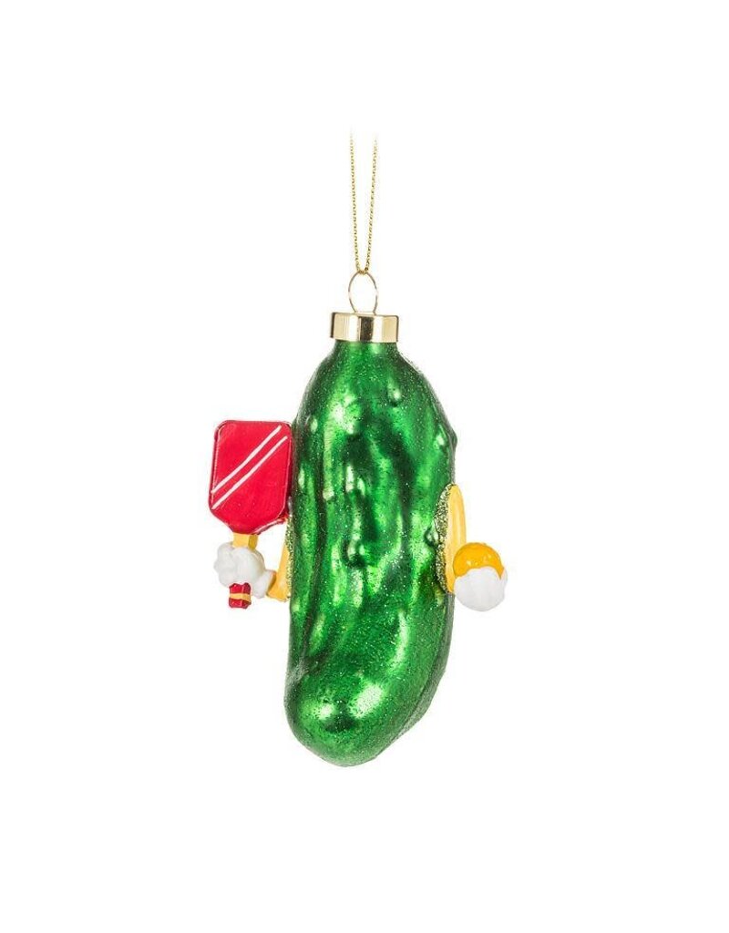Abbott Collection Pickle Pickleball Glass Ornament
