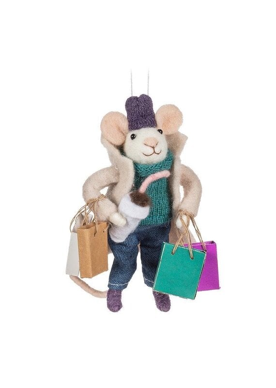 Abbott Collection Shopping Mouse Ornament