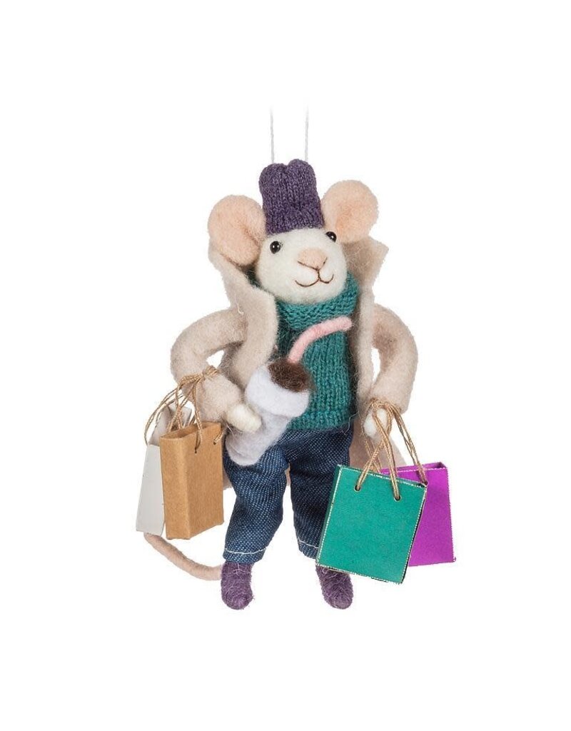 Abbott Collection Shopping Mouse Ornament