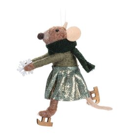 Abbott Collection Skating Mouse with Scarf Ornament