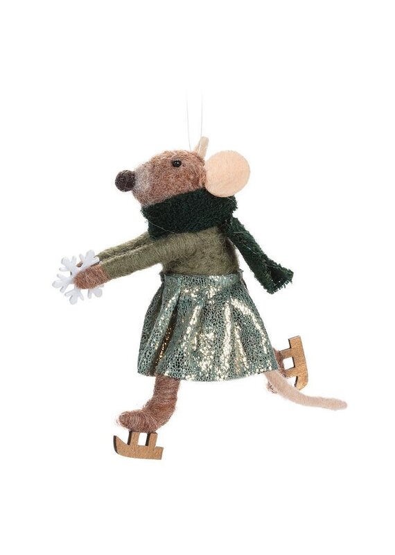 Abbott Collection Skating Mouse with Scarf Ornament